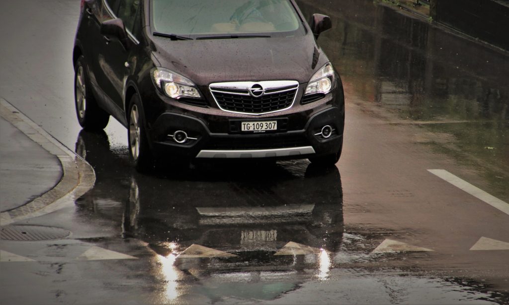 car in wet weather