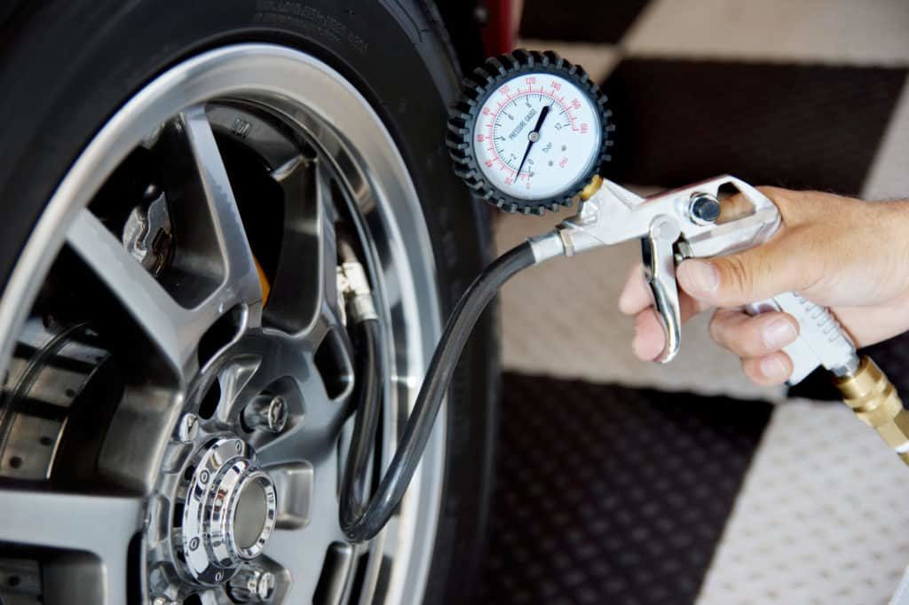 checking tire pressure